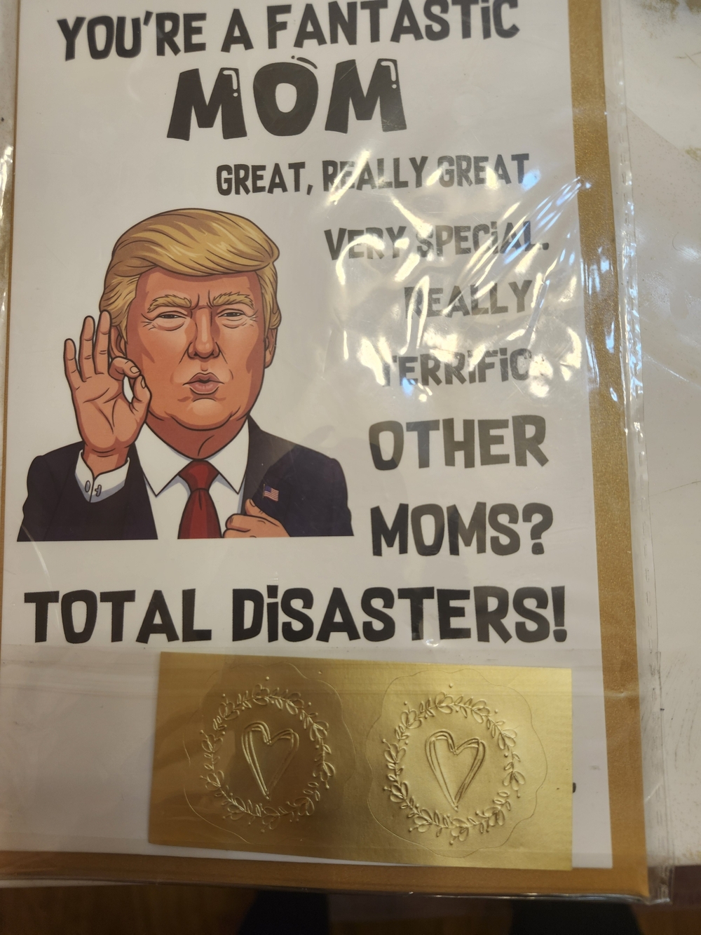 Source Unknown White Poster with Caricature and Gold Accents